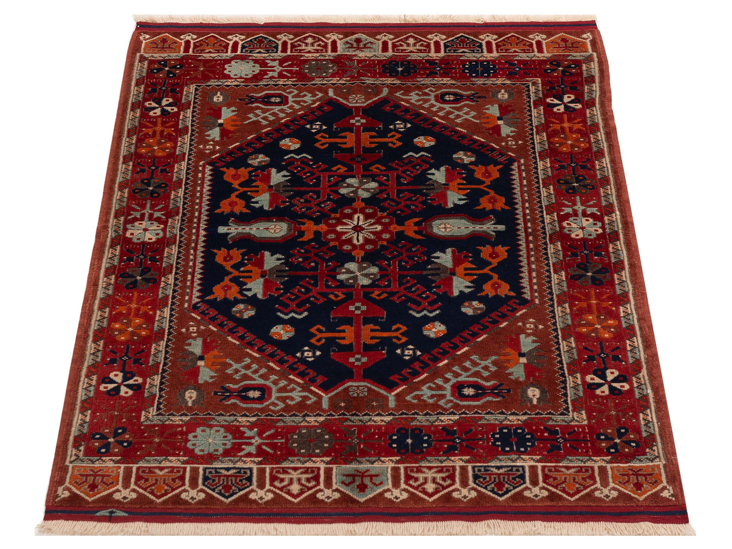 Shirvara Navy Red 3.10x5.10 Hand Knotted Rug