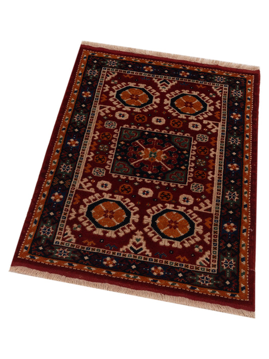 Shirvara Red Navy 3x4.4 Hand Knotted Rug