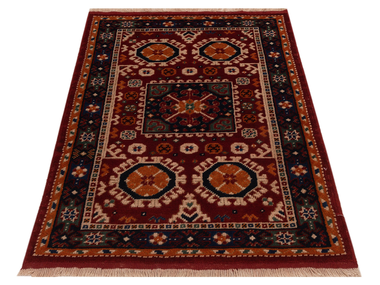 Shirvara Red Navy 3x4.4 Hand Knotted Rug