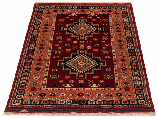 Shirvara Red Orange 4x5.11 Hand Knotted Rug