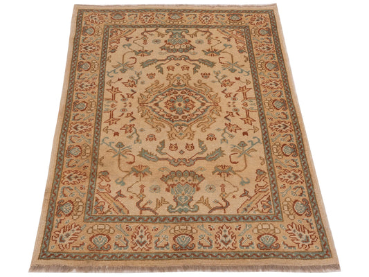 Oushak Beige Beige 4.1x5.7 Hand Knotted Rug