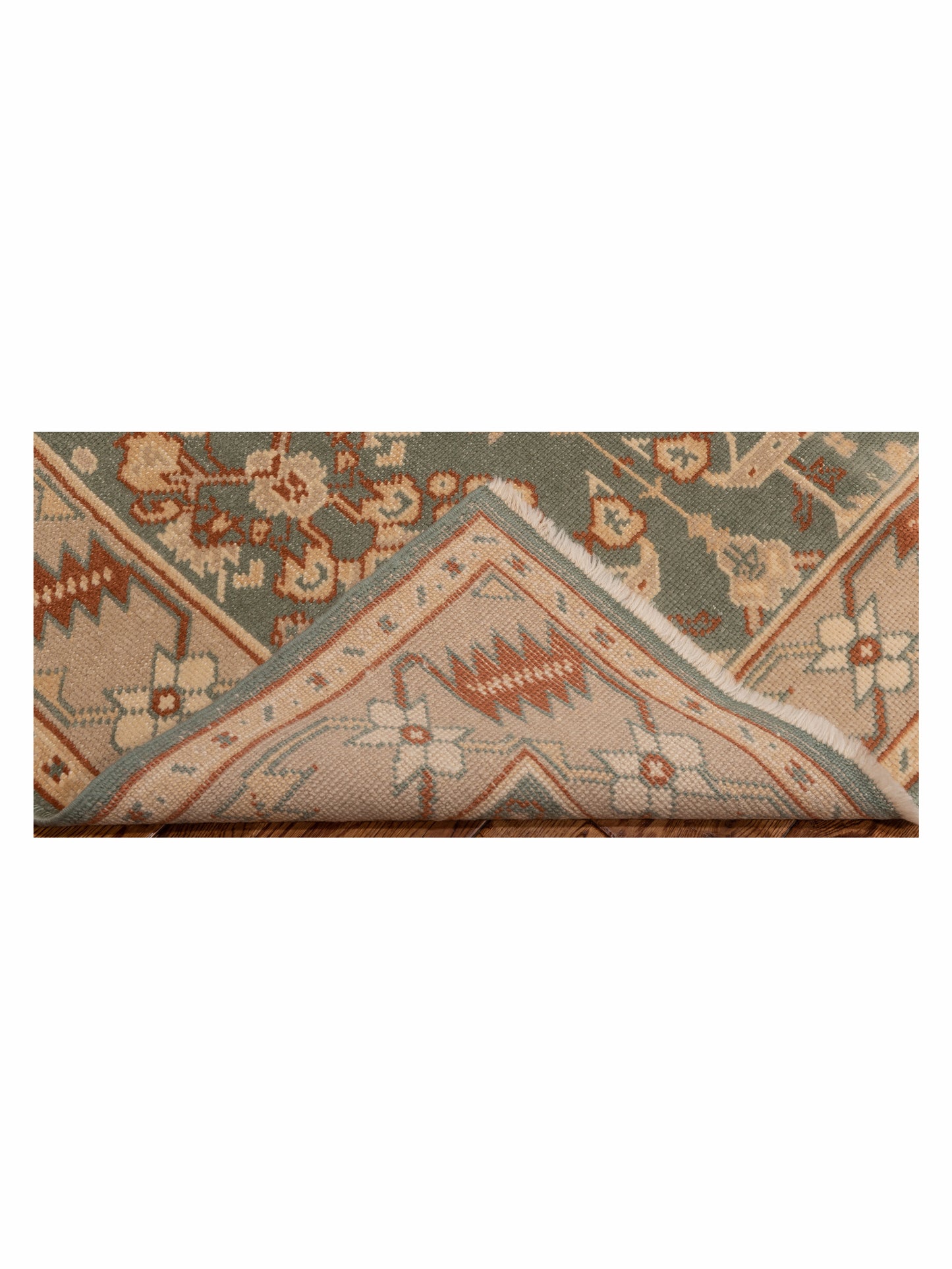 Oushak Green Ivory 4.2x5.9 Hand Knotted Rug