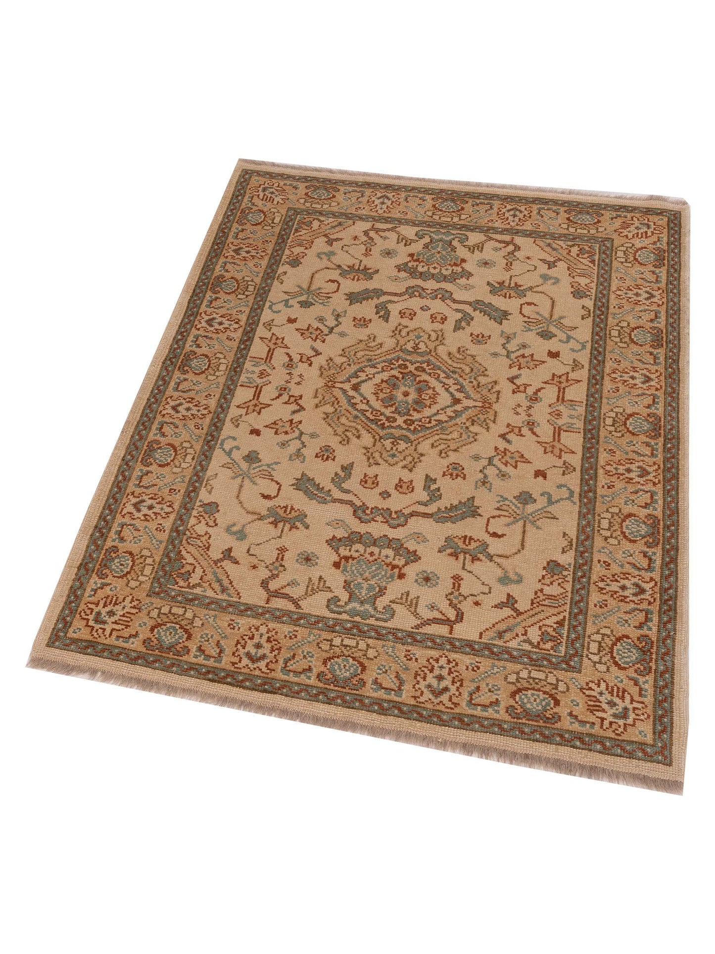 Oushak Ivory Gold 4.4x5.7 Hand Knotted Rug