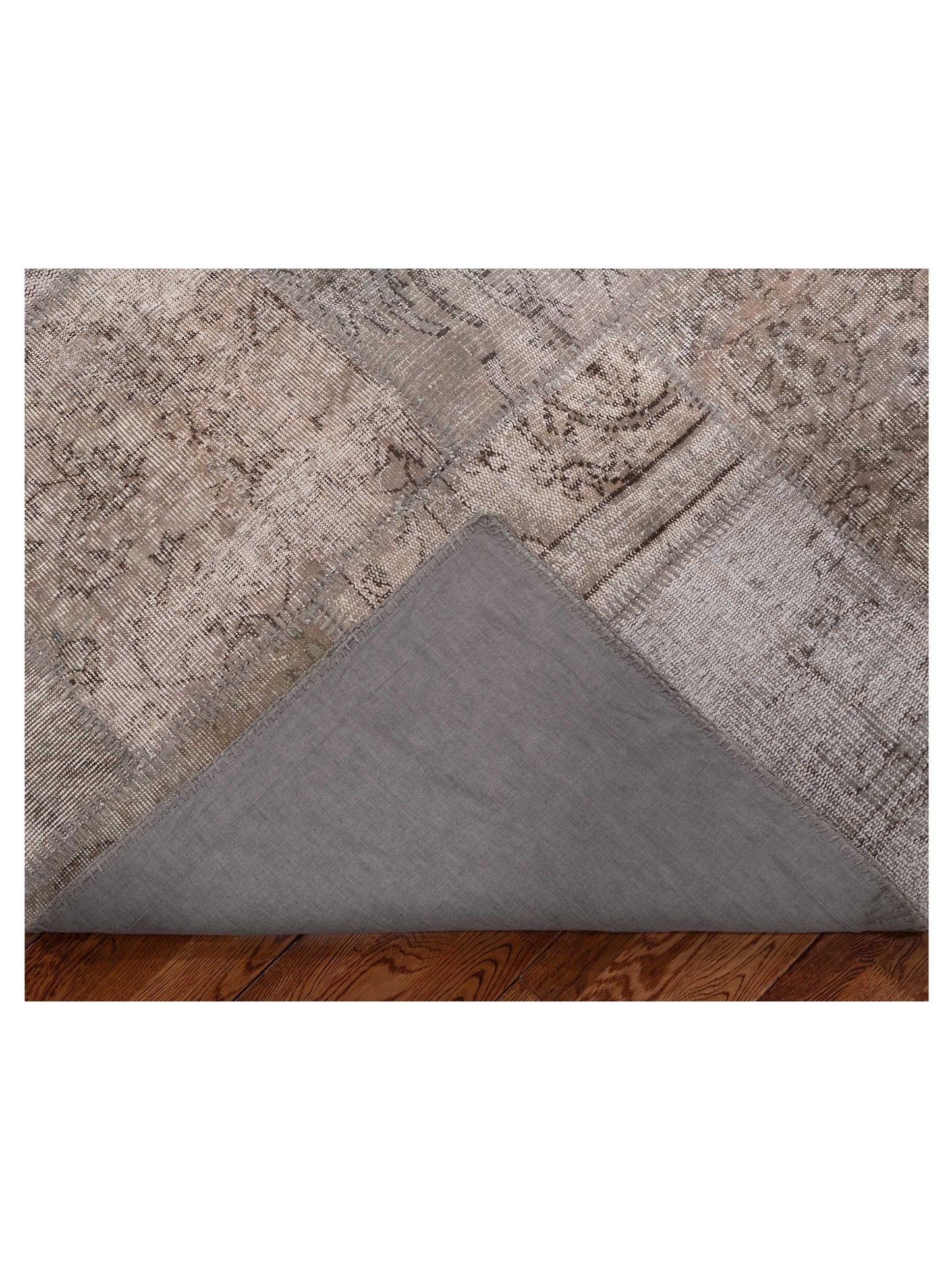 Patchwork Light Gray 8.1x10 Hand Knotted Rug