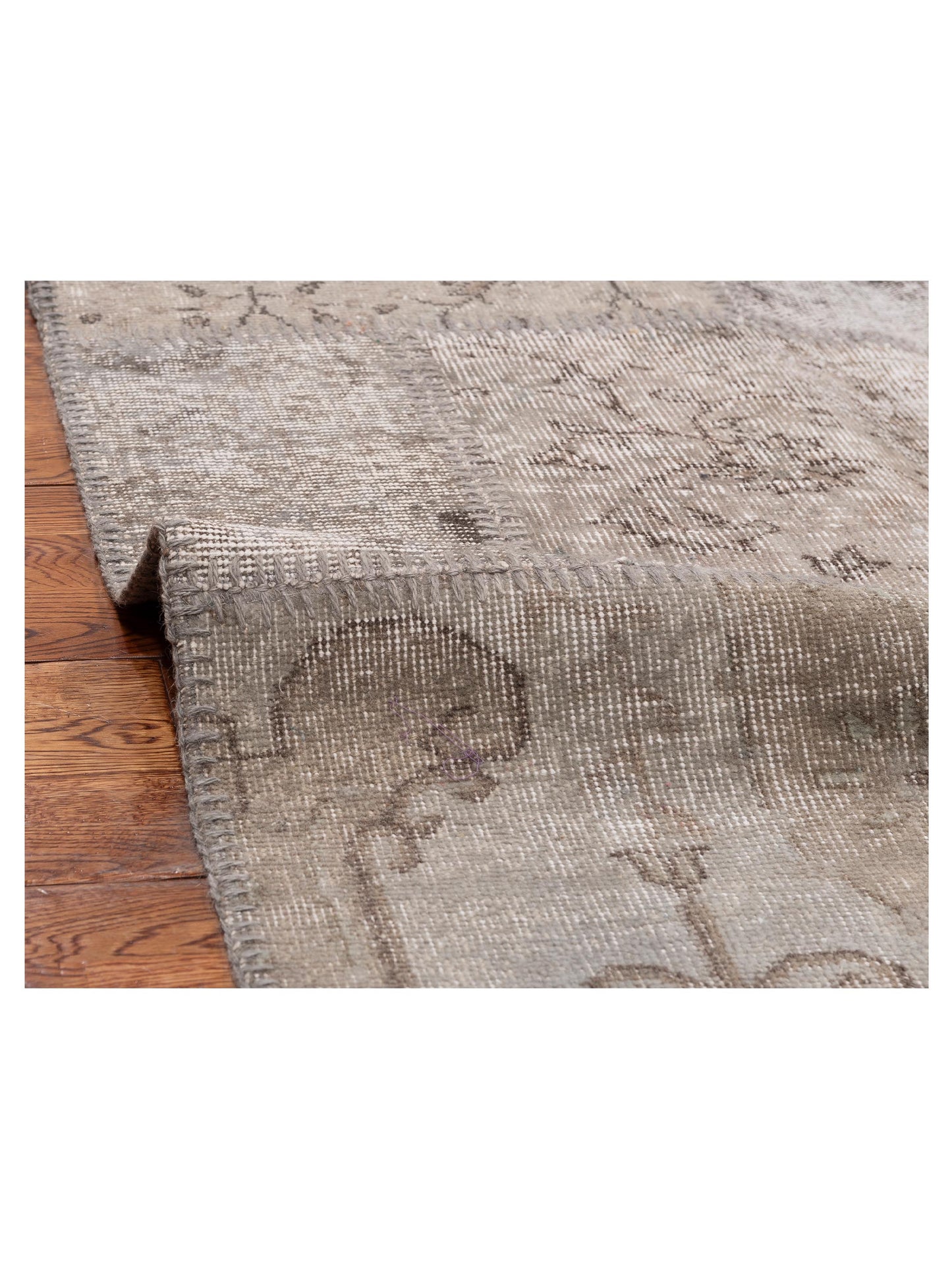 Patchwork Light Gray 8.1x10 Hand Knotted Rug