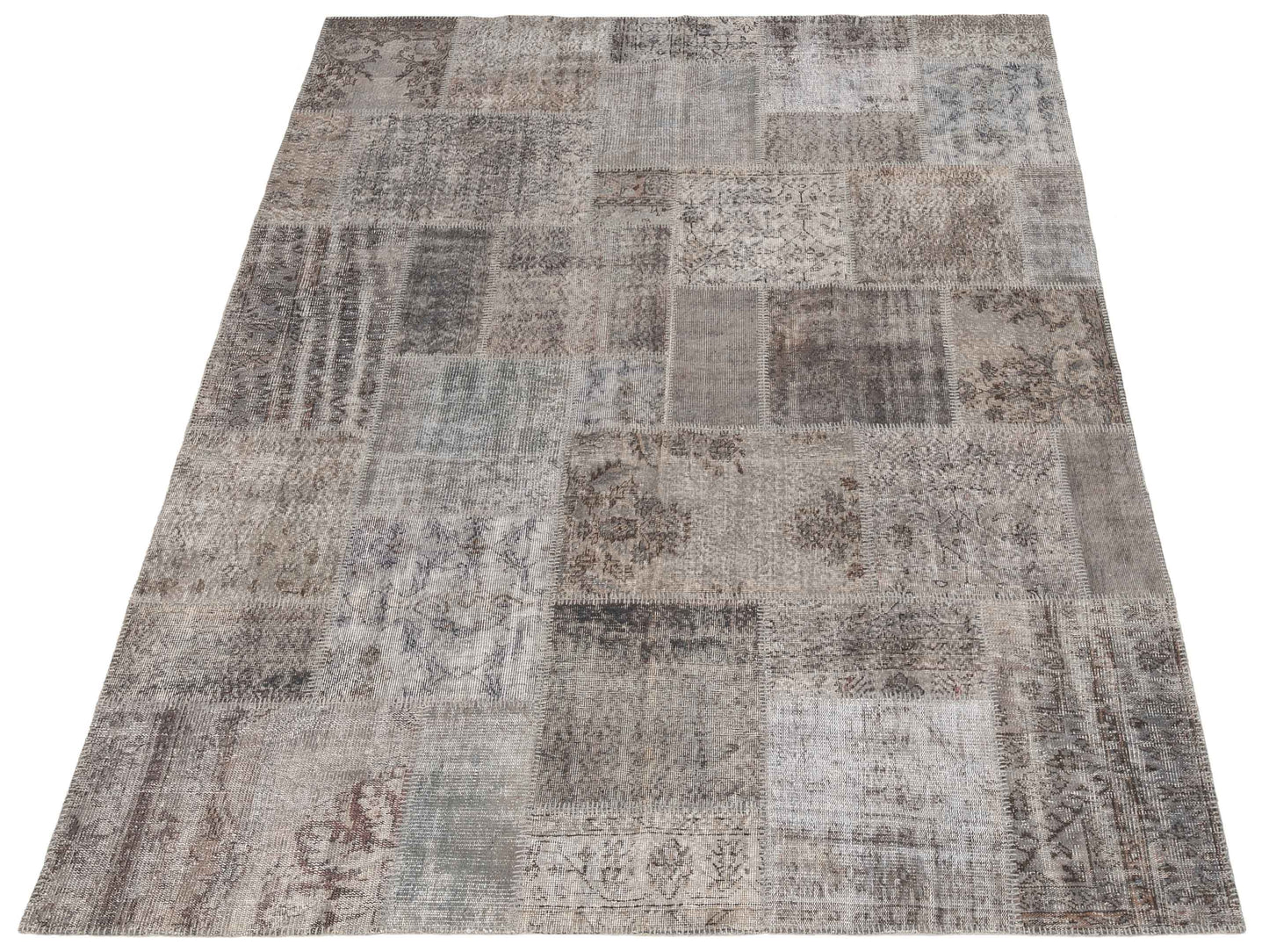 Patchwork Gray 8.1x10 Hand Knotted Rug