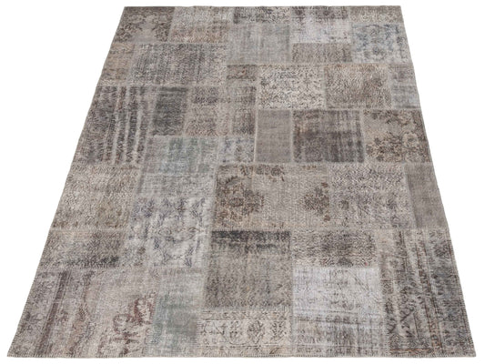 Patchwork Gray 8.1x10 Hand Knotted Rug