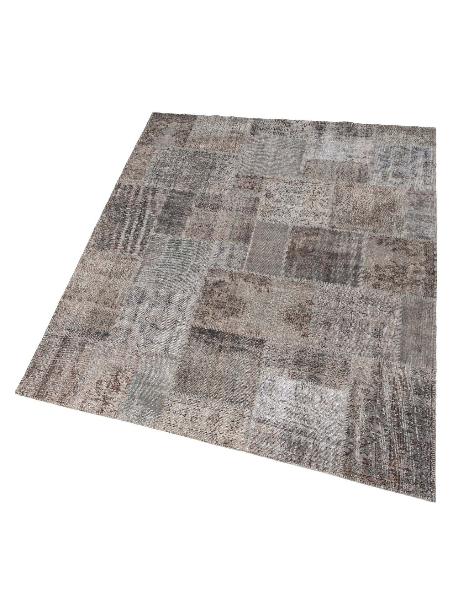 Patchwork Gray 8.1x10 Hand Knotted Rug