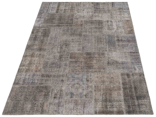 Patchwork Gray 8.1x10 Hand Knotted Rug