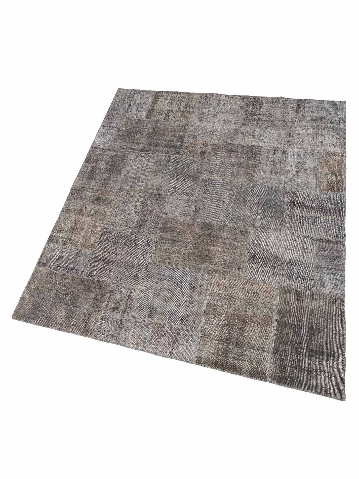Patchwork Gray 8.1x10 Hand Knotted Rug