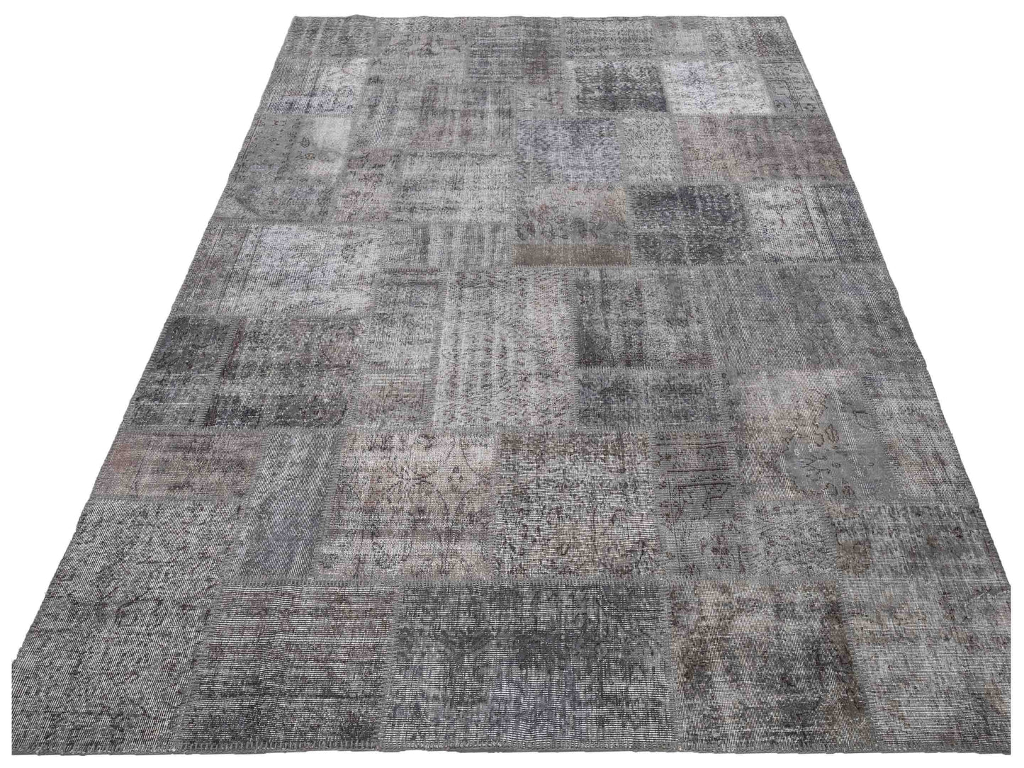 Patchwork Dark Gray 9.1x12.1 Hand Knotted Rug