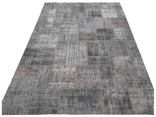 Patchwork Dark Gray 9.1x12.1 Hand Knotted Rug