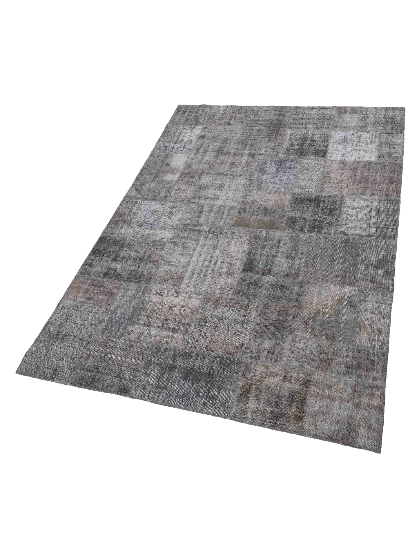 Patchwork Dark Gray 9.1x12.1 Hand Knotted Rug