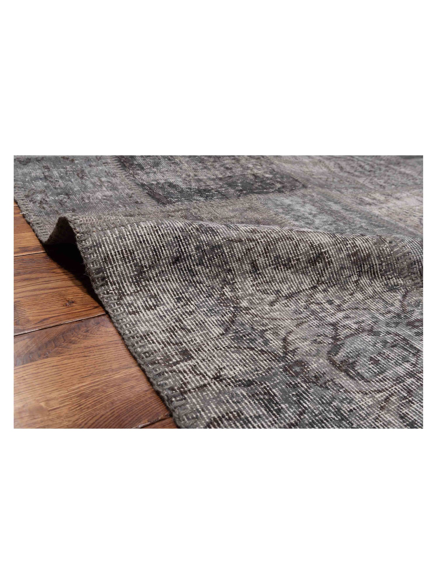 Patchwork Dark Gray 9.1x12.1 Hand Knotted Rug