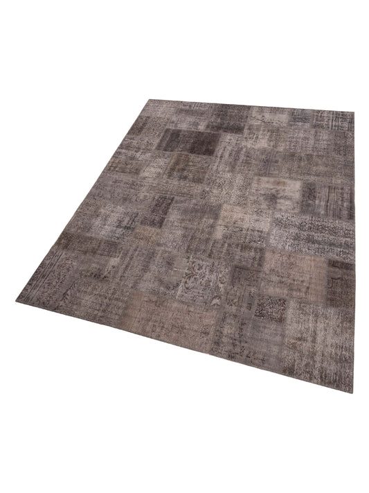 Patchwork Gray 9.1x12.1 Hand Knotted Rug