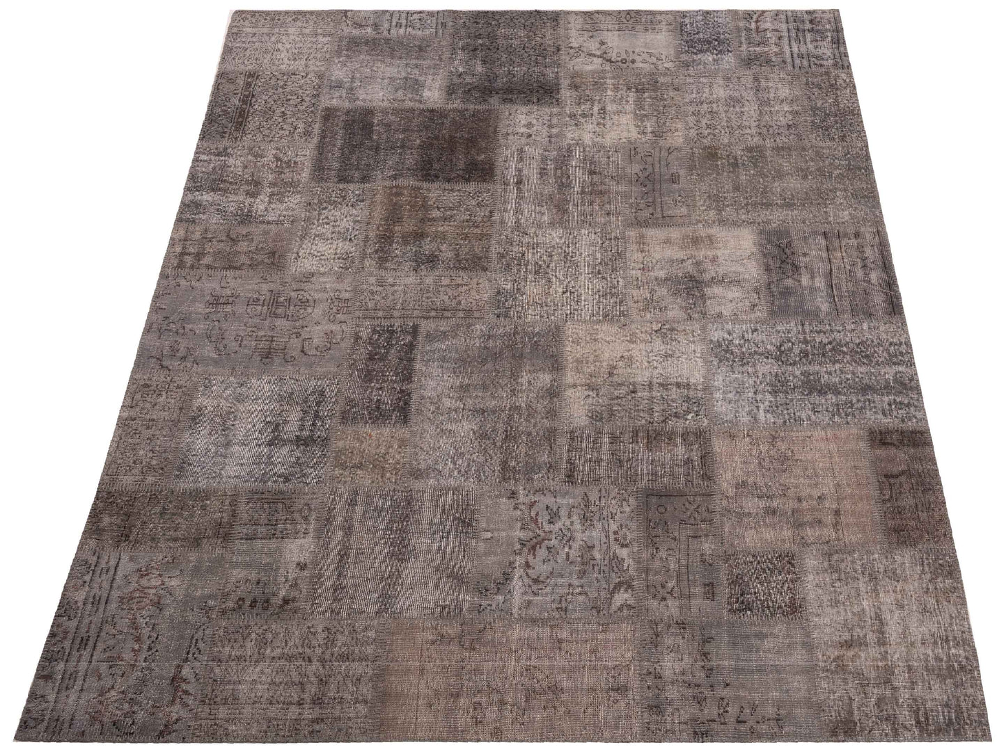 Patchwork Gray 9.1x12.1 Hand Knotted Rug