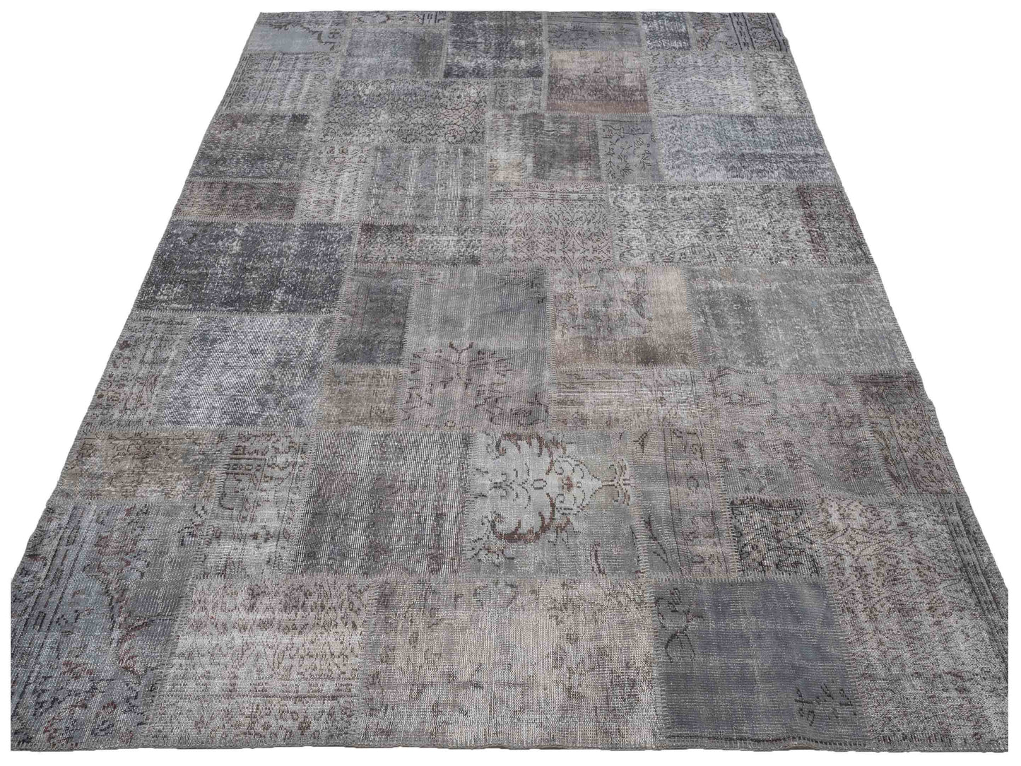 Patchwork Dark Gray 9.1x12.1 Hand Knotted Rug