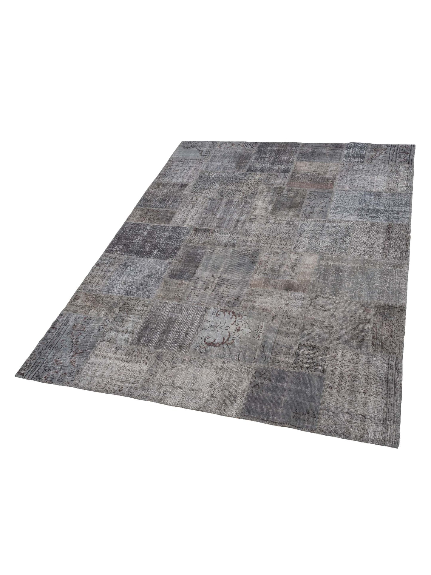 Patchwork Dark Gray 9.1x12.1 Hand Knotted Rug