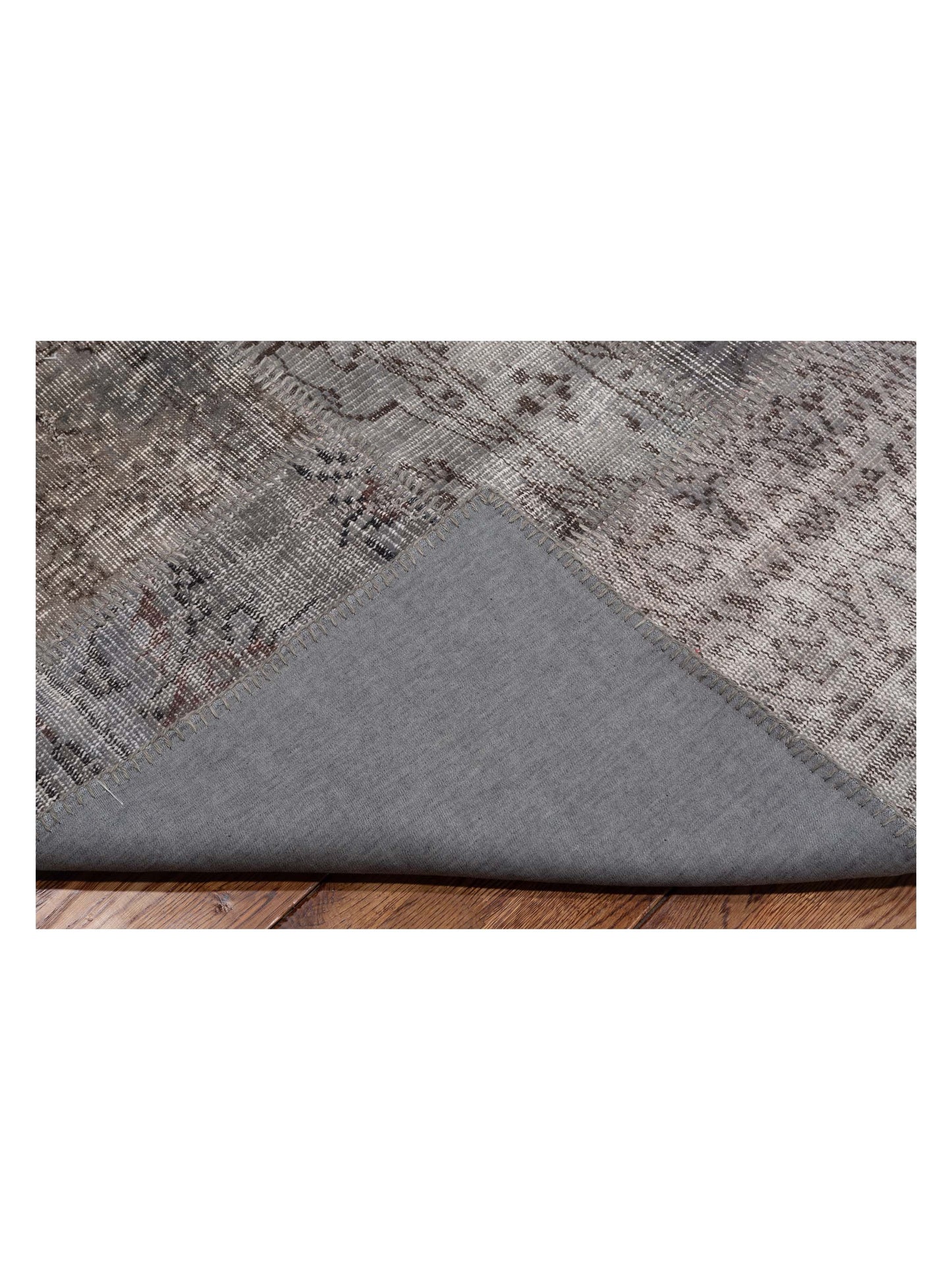 Patchwork Dark Gray 9.1x12.1 Hand Knotted Rug