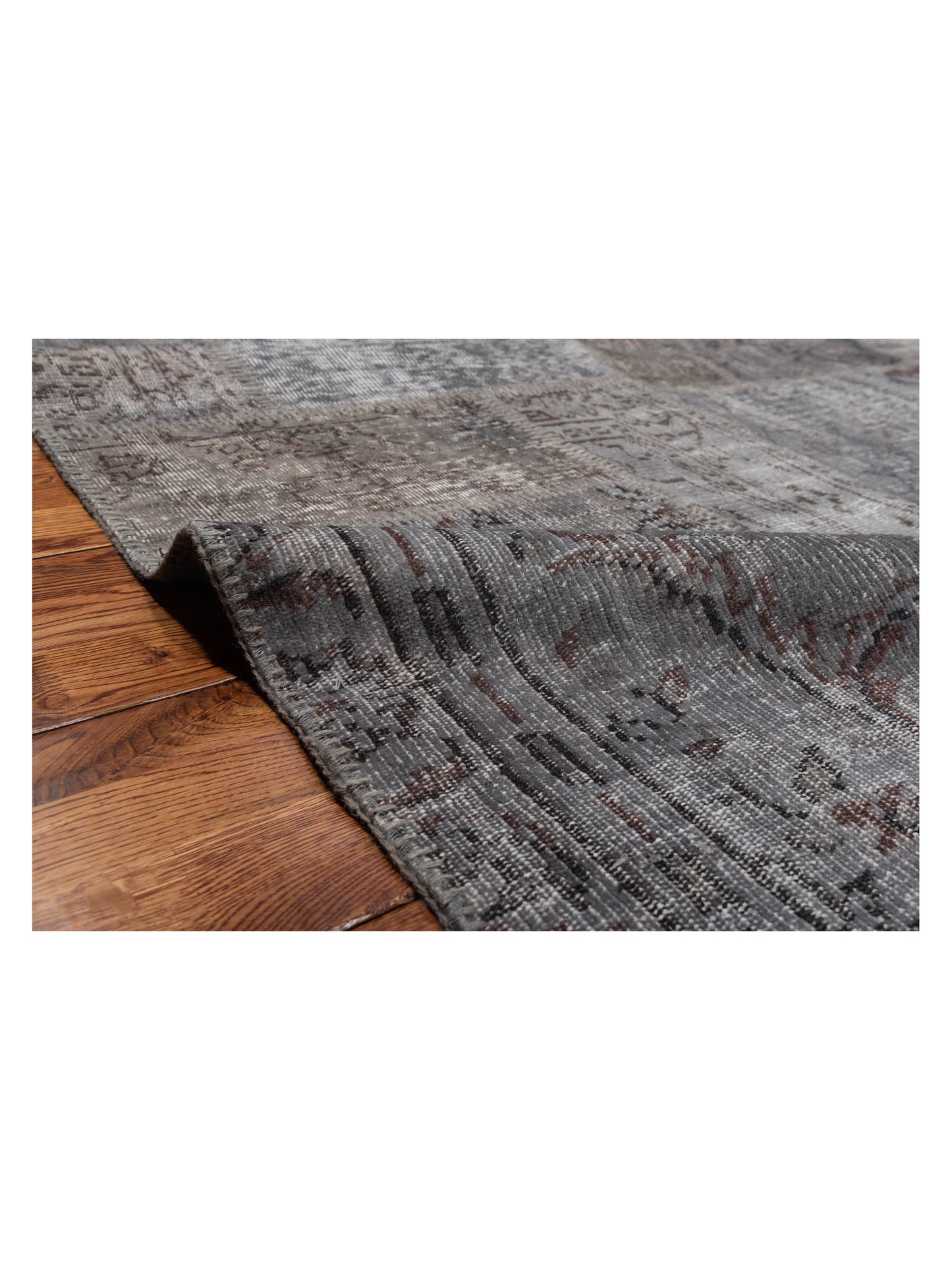 Patchwork Dark Gray 9.1x12.1 Hand Knotted Rug
