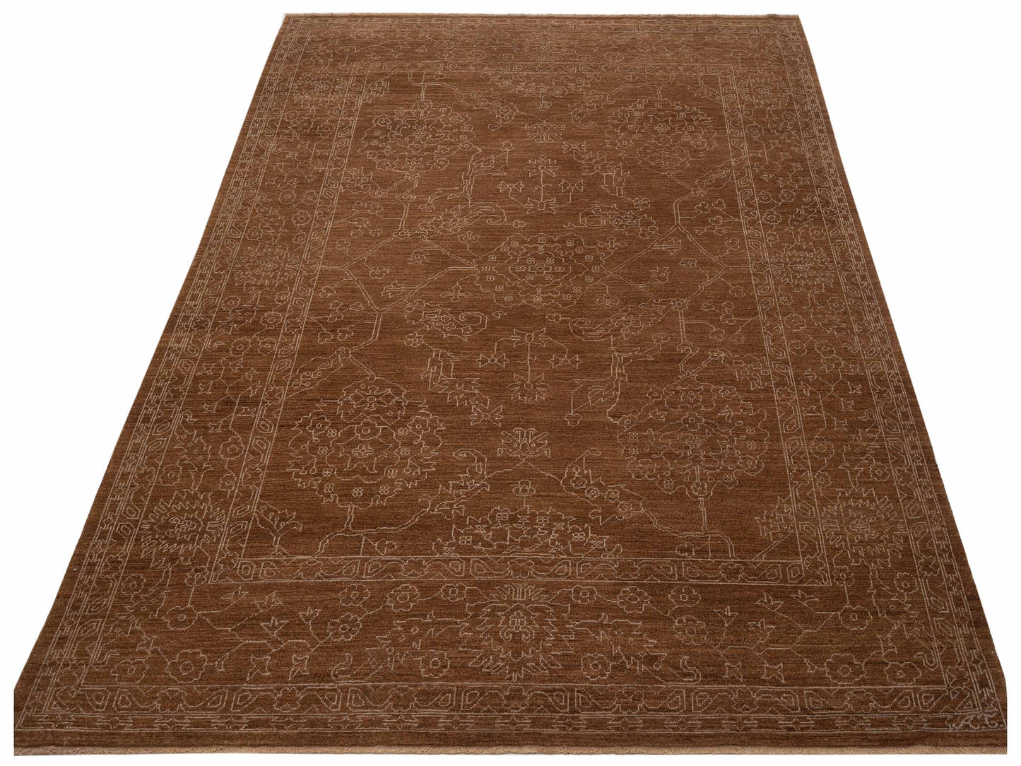 Elowen Brown Silver 8.2x9.11 Hand Knotted Rug