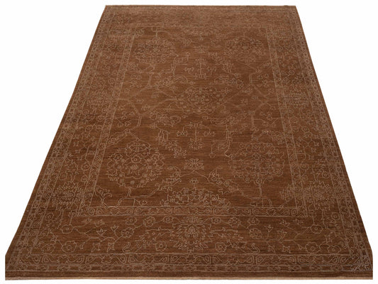 Elowen Brown Silver 8.2x9.11 Hand Knotted Rug