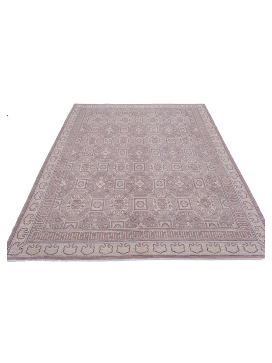 Lailora Brown Ivory 8.3x10.1 Hand Knotted Rug