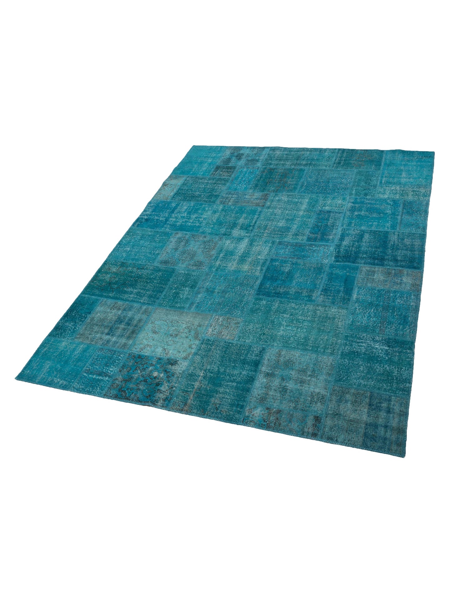 Patchwork Turquoise 9x12 Hand Knotted Rug