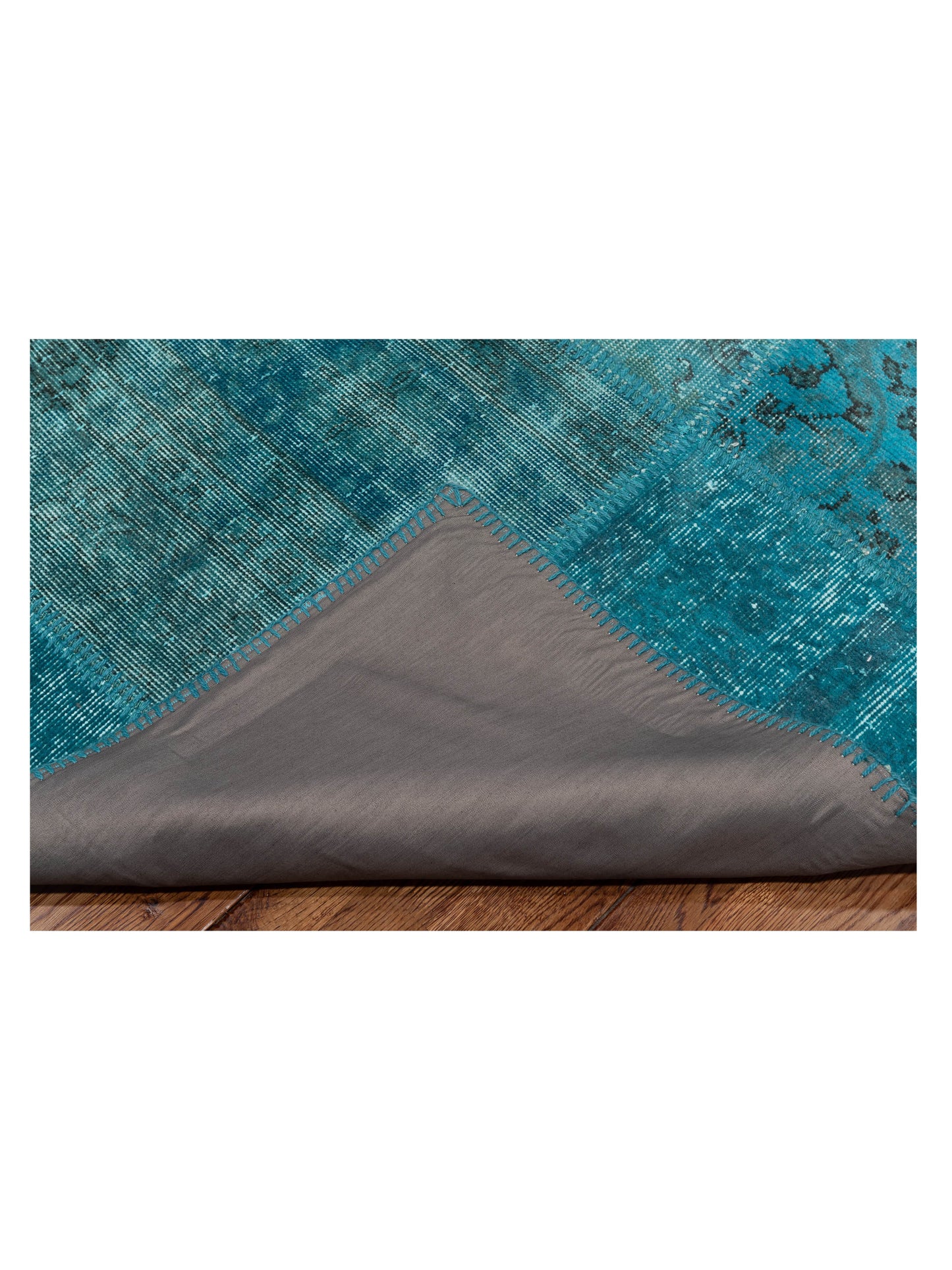 Patchwork Turquoise 9x12 Hand Knotted Rug