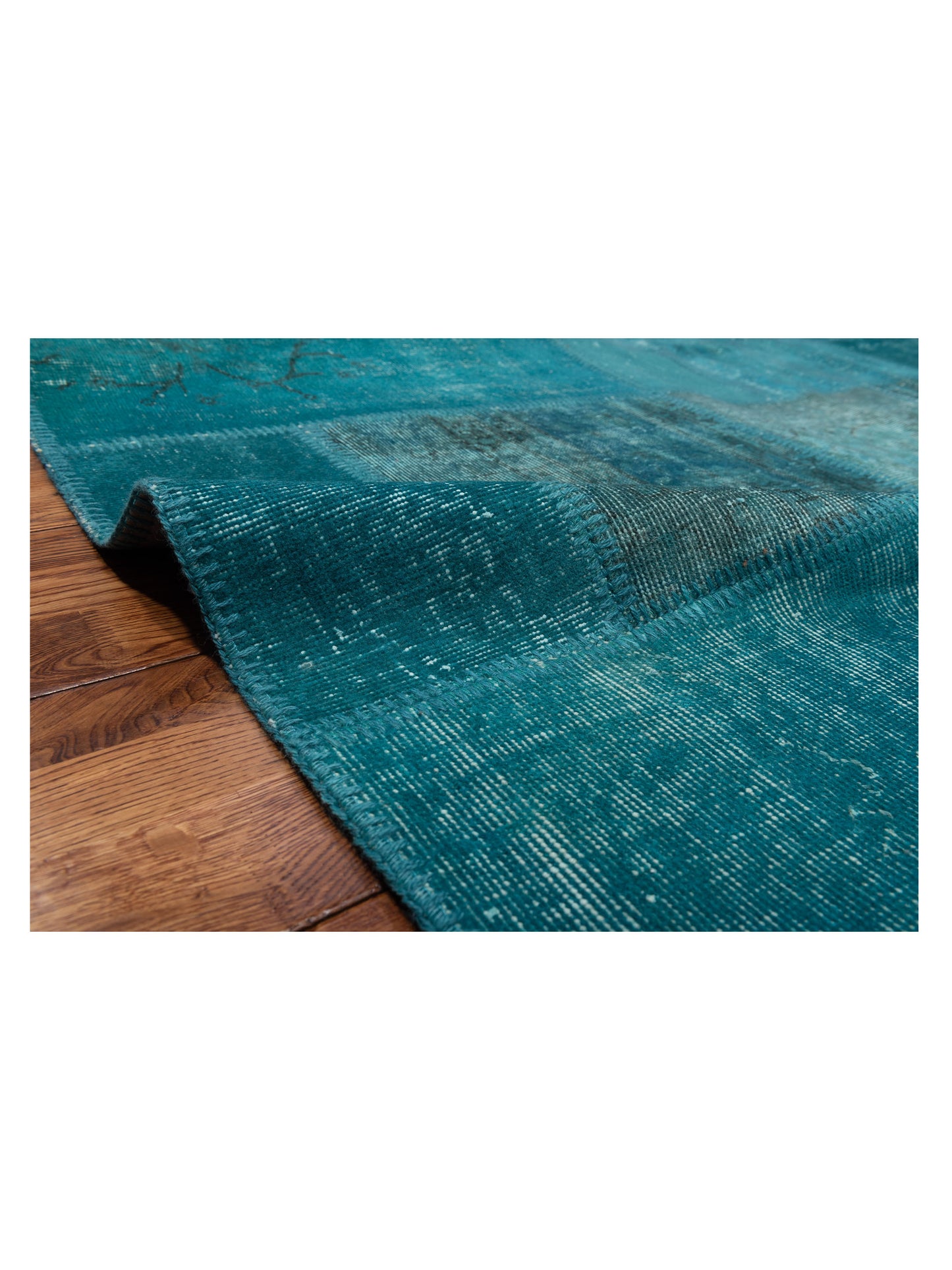 Patchwork Turquoise 9x12 Hand Knotted Rug