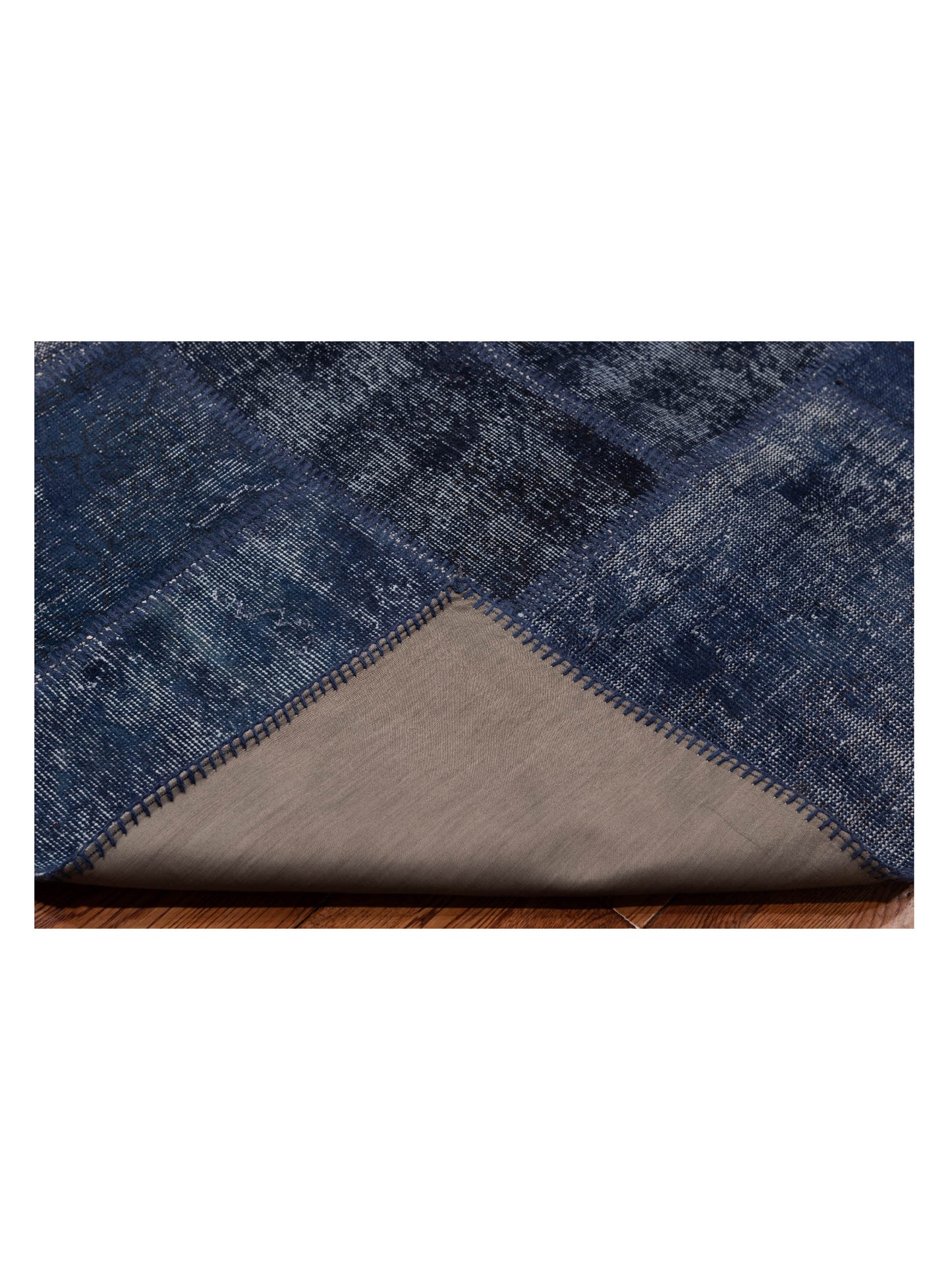 Patchwork Navy 9x12 Hand Knotted Rug