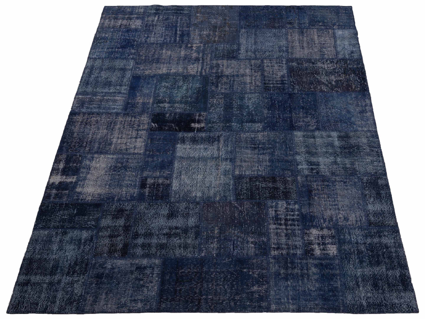 Patchwork Navy 9x12 Hand Knotted Rug