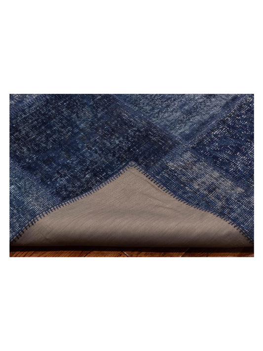 Patchwork Navy 9x12 Hand Knotted Rug