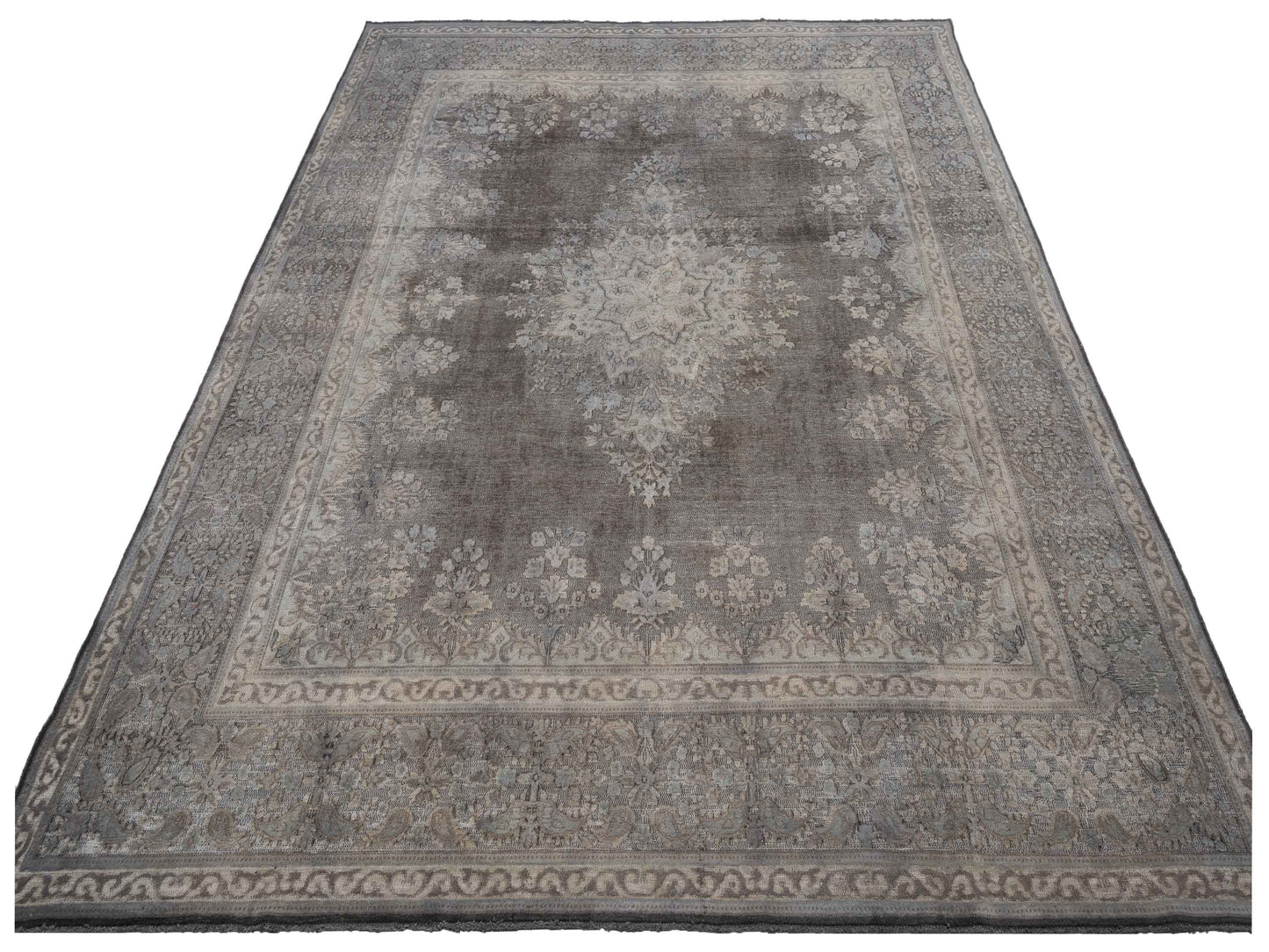 Vintage Dark Gray 9.9x13.2 Hand Knotted Rug