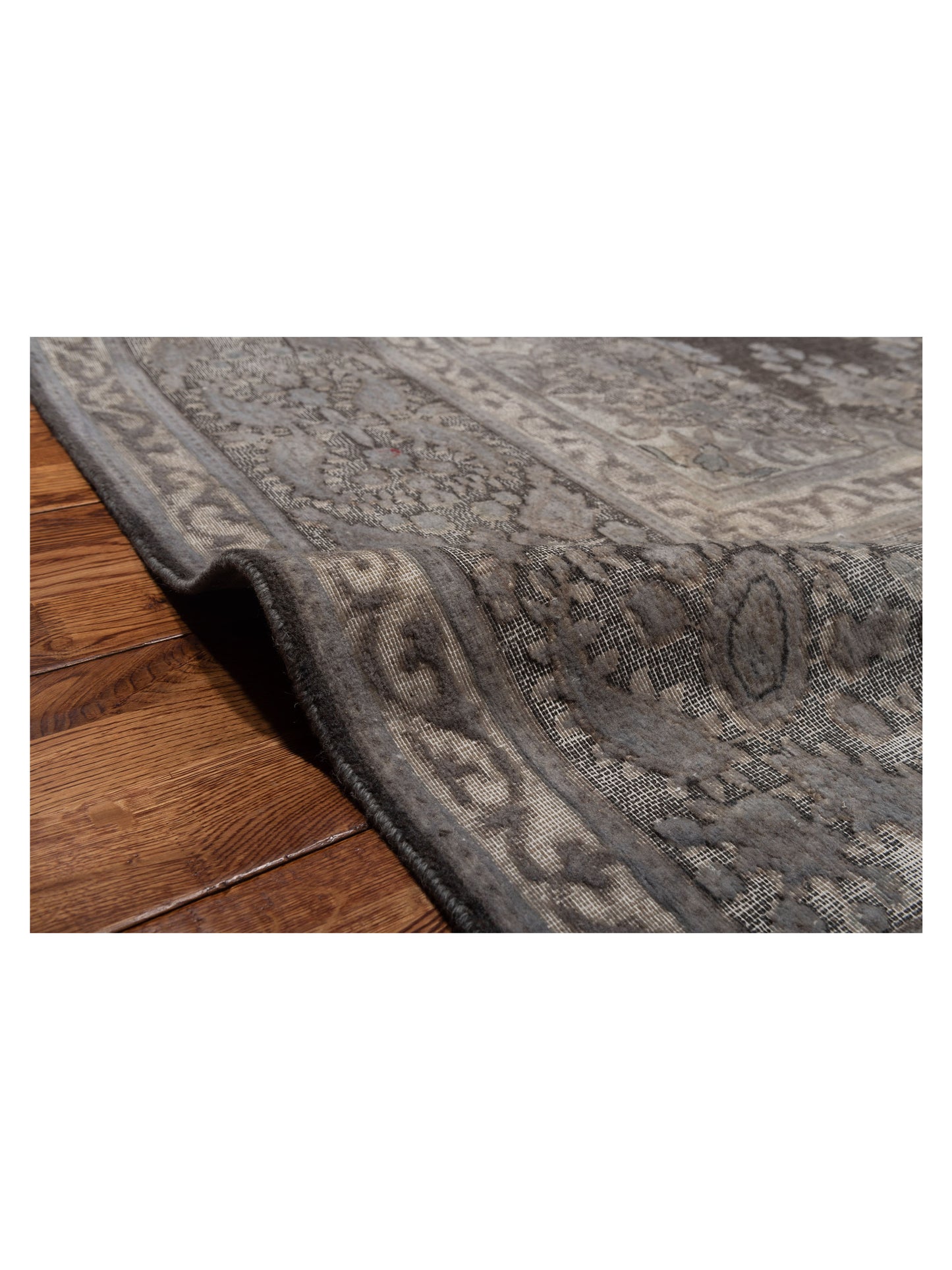 Vintage Dark Gray 9.9x13.2 Hand Knotted Rug