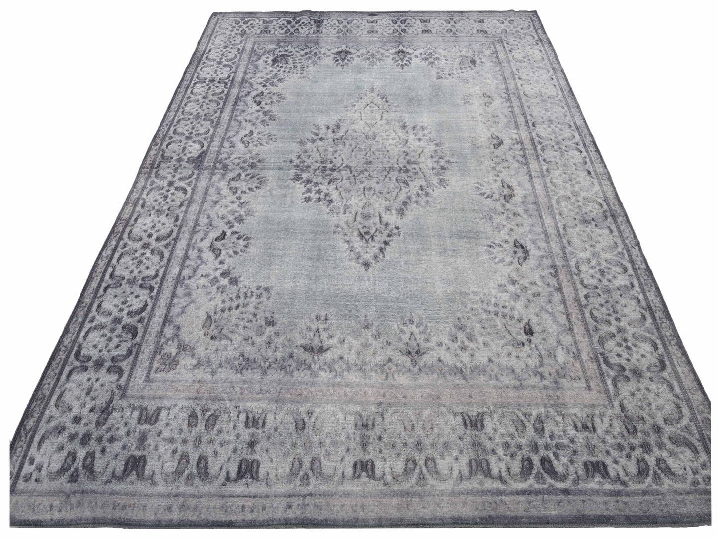 Vintage Light Gray 9.9x13.7 Hand Knotted Rug