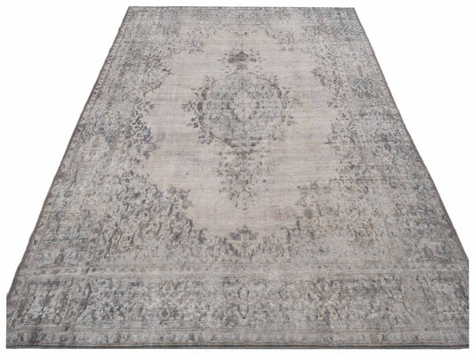 Vintage Light Gray 9.6x12.10 Hand Knotted Rug