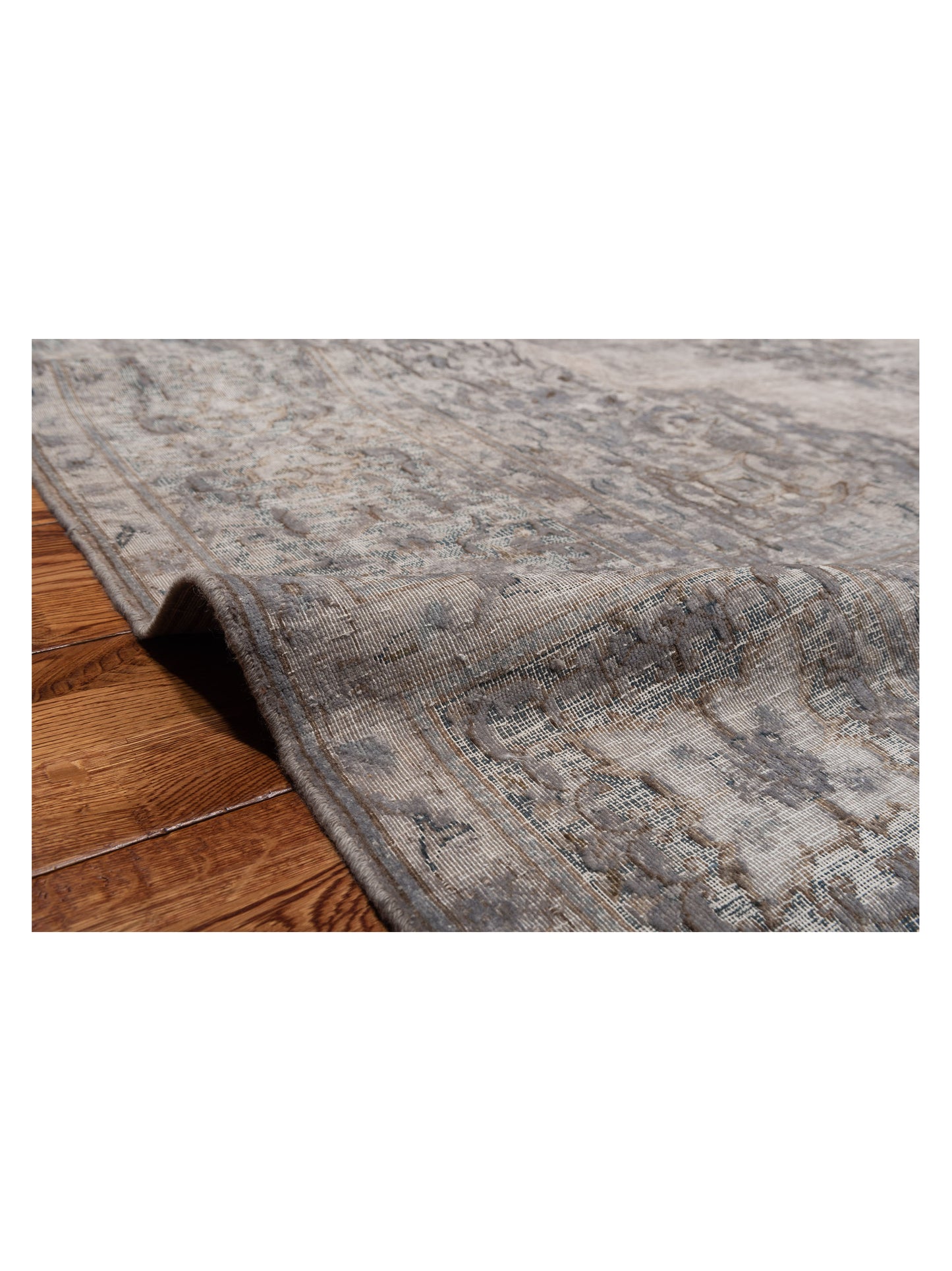 Vintage Light Gray 9.6x12.10 Hand Knotted Rug