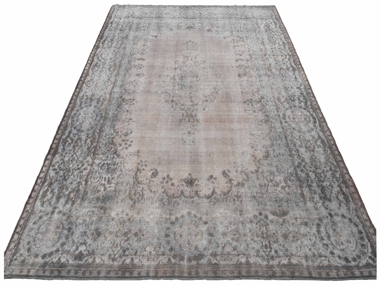 Vintage Gray 9.11x13.6 Hand Knotted Rug