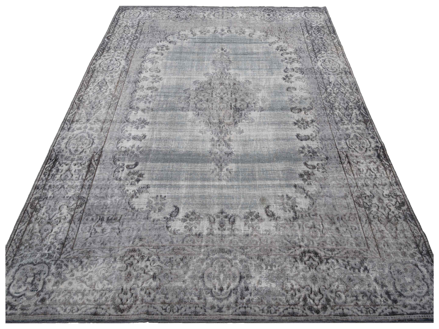 Vintage Gray 9.8x12.11 Hand Knotted Rug
