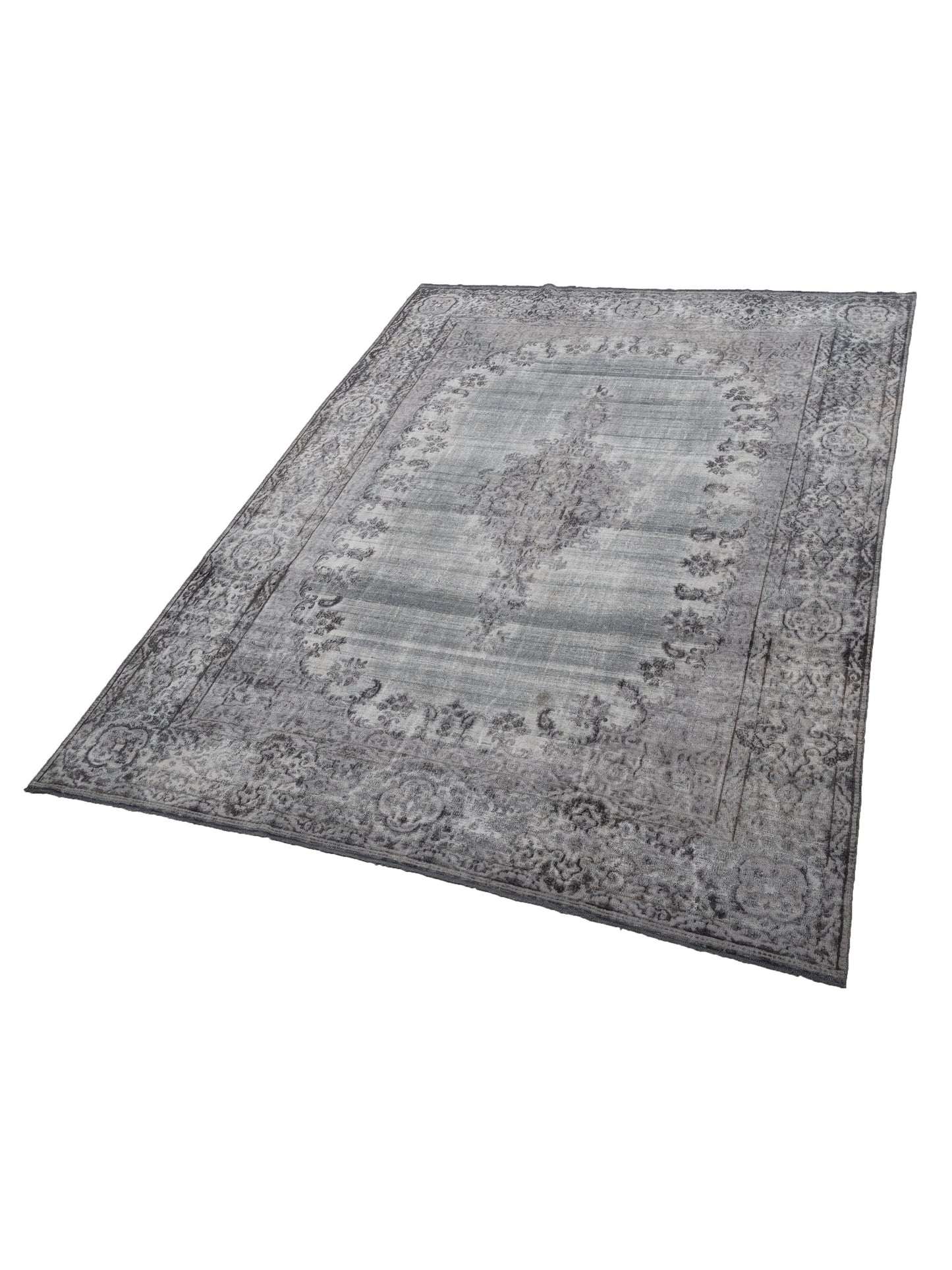 Vintage Gray 9.8x12.11 Hand Knotted Rug