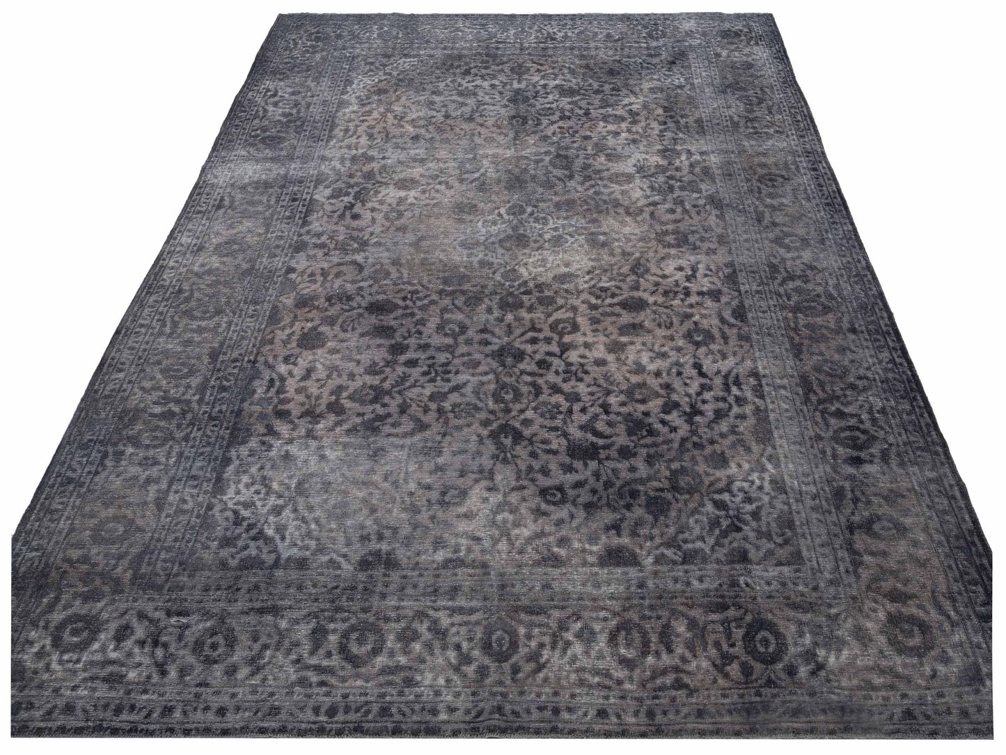Vintage Dark Gray 9.10x12.9 Hand Knotted Rug
