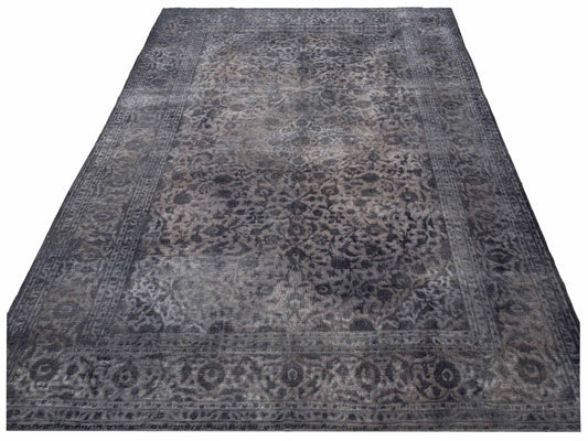 Vintage Dark Gray 9.10x12.9 Hand Knotted Rug