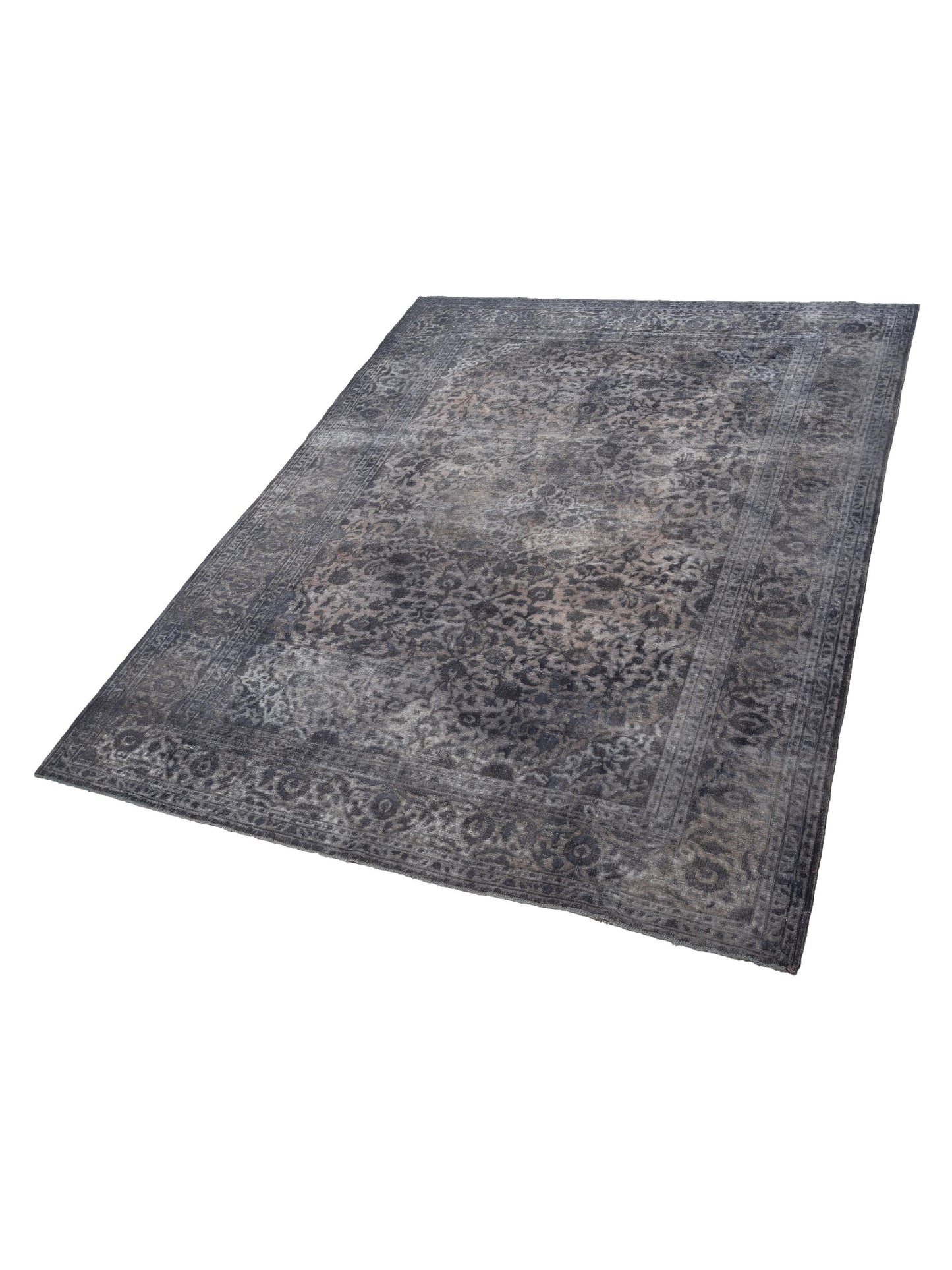 Vintage Dark Gray 9.10x12.9 Hand Knotted Rug