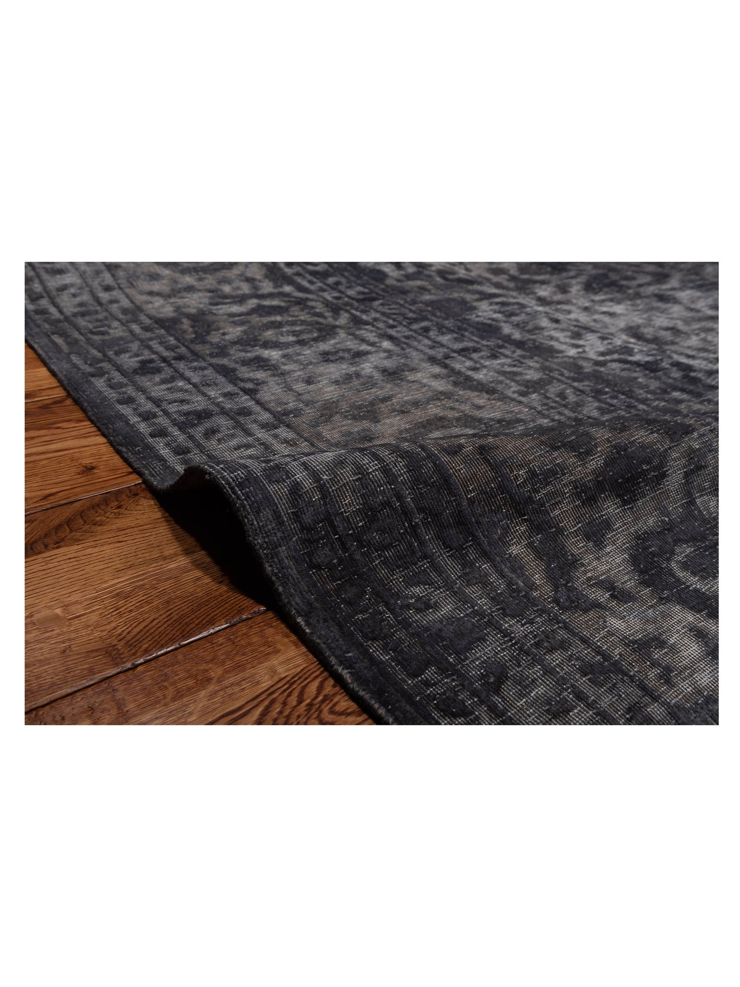 Vintage Dark Gray 9.10x12.9 Hand Knotted Rug