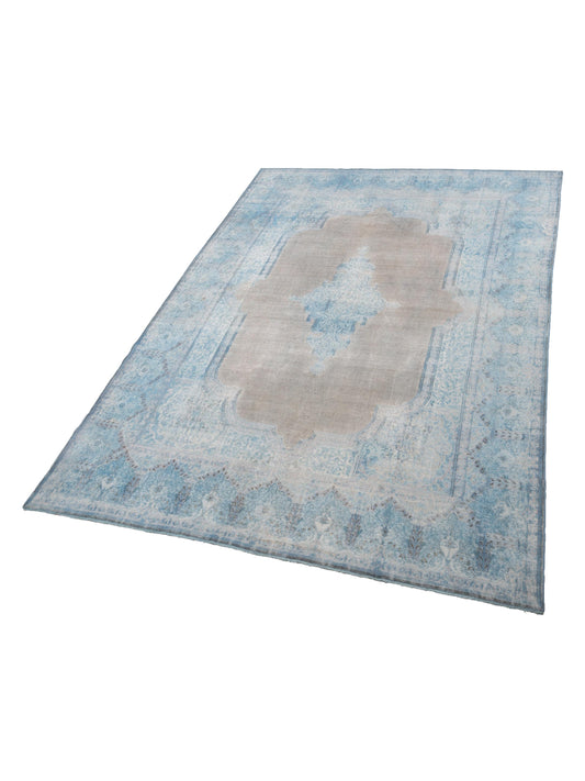 Vintage Blue Blue 9.7x13.7 Hand Knotted Rug