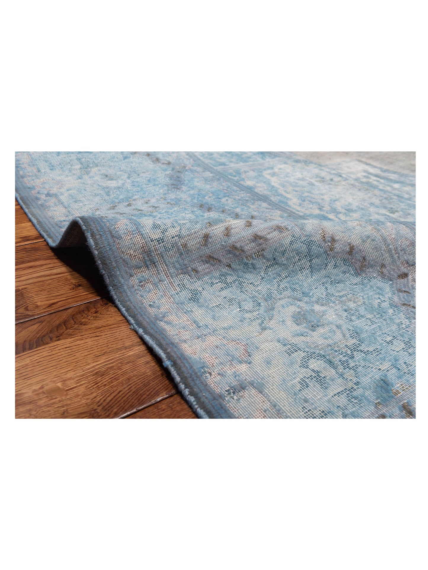 Vintage Blue Blue 9.7x13.7 Hand Knotted Rug