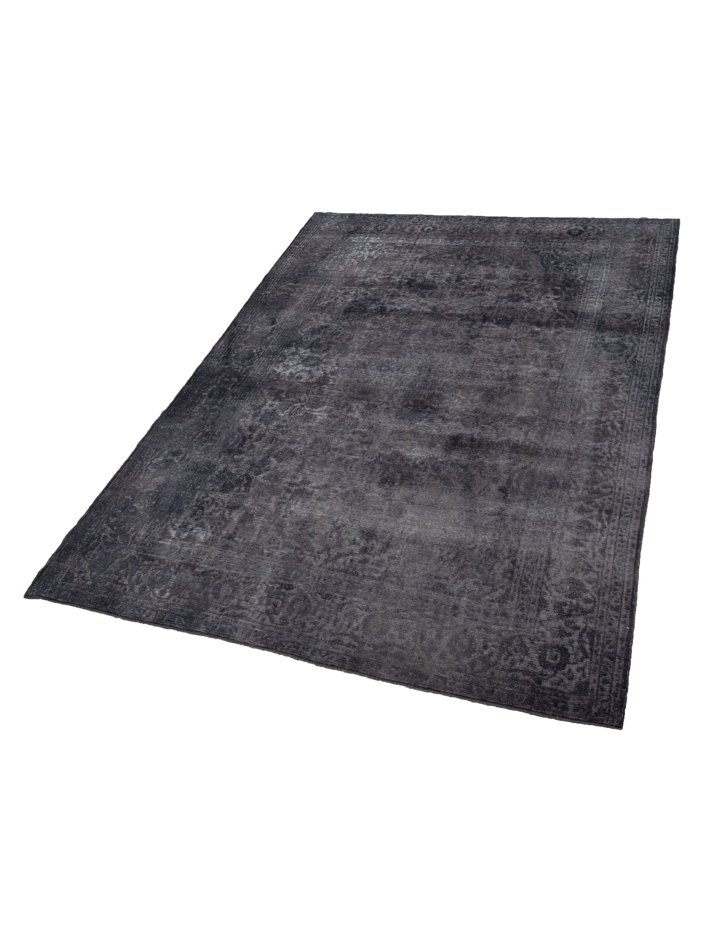 Vintage Dark Gray 9.8x13 Hand Knotted Rug