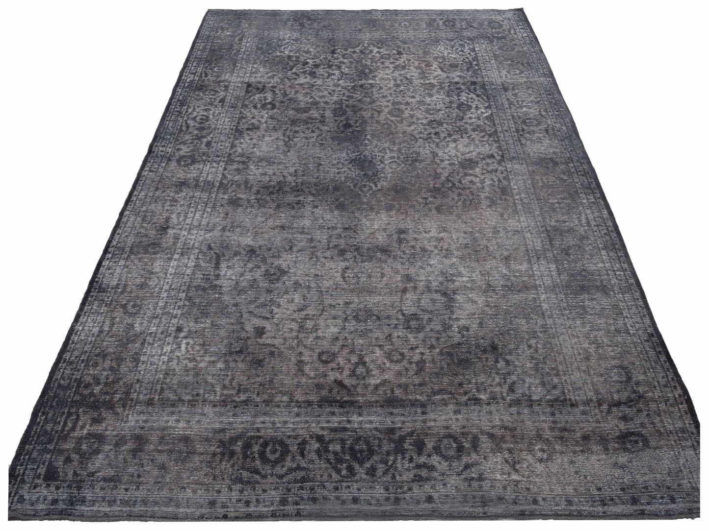 Vintage Dark Gray 9.9x13.2 Hand Knotted Rug