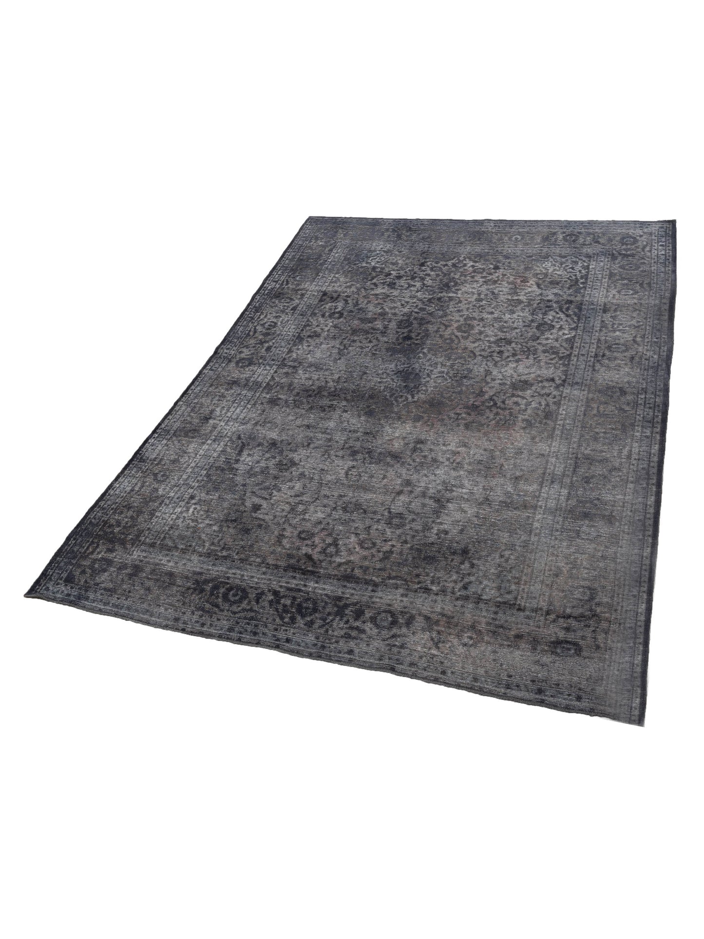 Vintage Dark Gray 9.9x13.2 Hand Knotted Rug